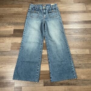 NEW Kut From The Kloth Womens Jeans High Rise Maya Wide Leg Denim Raw Hem 8 Blue